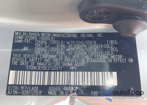 2012 Toyota Highlander Limited V6 из США, поврежденный, VIN 5TDDK3EH9CS120912